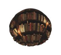 Bonnet de douche imprimé bibliothèque de salle de livre, élastique et réutilisable pour cheveux longs, grand bonnet de douche imperméable, pour femmes, hommes, enfants