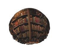 Bonnet de douche imprimé bibliothèque mystérieuse, bonnet de douche imperméable pour femme, chapeau de douche réutilisable avec bande élastique