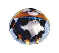 Bonnet de douche imprimé Card Love Fancy Chiot, réutilisable, spécialement conçu pour les cheveux longs des femmes, structure double couche, adapté pour le bain.