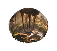 Bonnet de douche imprimé cerf pour femme double couche élastique pour maison, spa, hôtel et salon de coiffure