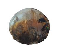 Bonnet de douche imprimé chasse sauvage - Double couche respirante, sangle élastique réglable, durable, hôtel voyage essentiel