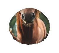 Bonnet de douche imprimé chevaux animaux bonnet de douche doublé pour femme réutilisable, double couche imperméable