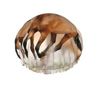 Bonnet de douche imprimé chevaux - Double couche respirante, sangle élastique réglable, durable, hôtel voyage essentiel
