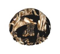 Bonnet de douche imprimé chien berger allemand - Bonnet de bain réutilisable, double couche, sangle élastique réglable, essentiel de voyage durable