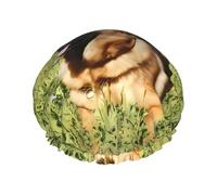 Bonnet de douche imprimé chien berger allemand - Réutilisable, double couche, avec bande élastique - Parfait pour la maison, le spa, l'hôtel et les voyages
