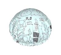 Bonnet de douche imprimé chimie - Double couche respirante, sangle élastique réglable, durable, hôtel voyage essentiel