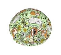 Bonnet de douche imprimé cochon d'Inde - Bonnet de bain réutilisable, double couche, sangle élastique réglable, essentiel de voyage durable