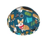 Bonnet de douche imprimé Corgi pour femme, léger, réutilisable, doux, double couche, étanche, étanche.