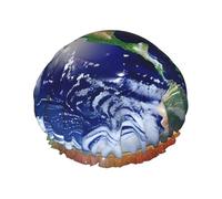 Bonnet de douche imprimé Cosmic Earth, réutilisable, spécialement conçu pour les cheveux longs des femmes, structure double couche, adapté pour le bain.