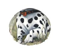 Bonnet de douche imprimé dalmatien, double couche résistant à l'eau avec élastique et réutilisable