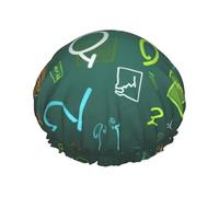 Bonnet de douche imprimé de questions mathématiques pour femmes, double couche, imperméable, réutilisable, élastique, protection des cheveux, pour spa, salon de bain
