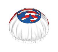 Bonnet de douche imprimé drapeau de Hesse - Bonnet de bain double couche réutilisable - Bonnet de douche respirant pour voyage, hôtel et utilisation à la maison