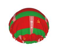 Bonnet de douche imprimé drapeau de la Biélorussie, bonnet de douche doublé pour femme, réutilisable, double couche imperméable