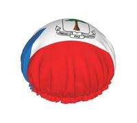 Bonnet de douche imprimé drapeau de la Guinée équatoriale - Bonnet de bain double couche réutilisable - Bonnet de douche respirant pour voyage, hôtel et maison