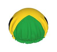 Bonnet de douche imprimé drapeau de la Jamaïque avec élastique et réutilisable pour cheveux longs et courts, bonnet double couche