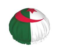 Bonnet de douche imprimé drapeau de l'Algérie pour femme, grande bande élastique lavable