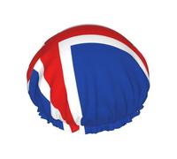 Bonnet de douche imprimé drapeau de l'Islande - Double couche respirant, sangle élastique réglable, durable, hôtel voyage essentiel