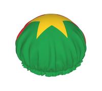 Bonnet de douche imprimé drapeau du Burkina Faso - Réutilisable, double couche, respirant, sangle élastique réglable, essentiels de voyage d'hôtel