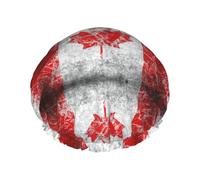 Bonnet de douche imprimé drapeau du Canada, élastique et réutilisable pour cheveux longs, grand bonnet de douche imperméable, pour femmes, hommes, enfants