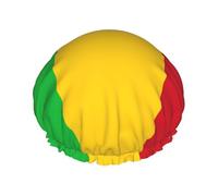 Bonnet de douche imprimé drapeau du Mali - Réutilisable, double couche, respirant, sangle élastique réglable, essentiels de voyage d'hôtel