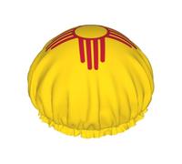Bonnet de douche imprimé drapeau du Nouveau-Mexique pour homme et femme - Bonnet de bain double couche réutilisable avec sangle élastique - Taille unique