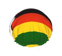 Bonnet de douche imprimé drapeau du Zimbabwe - Double couche respirant, sangle élastique réglable, durable, hôtel voyage essentiel