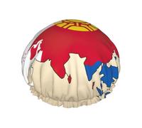 Bonnet de douche imprimé drapeau mongol abstrait Map04 pour femme, bonnet de bain élastique double couche pour maison, spa, hôtel et salon de coiffure