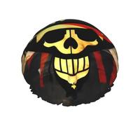 Bonnet de douche imprimé drapeau pirate pour femme, léger, réutilisable, doux, double couche, étanche, étanche.