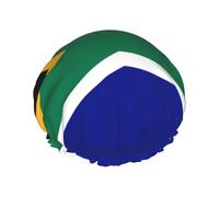 Bonnet de douche imprimé drapeau sud-africain, réutilisable, spécialement conçu pour les cheveux longs des femmes, structure double couche, adapté pour le bain.
