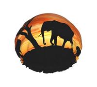 Bonnet de Douche Imprimé Éléphant d'Afrique - Réutilisable, Double Couche, avec Bande Élastique, Parfait pour la Maison, Spa, Hôtel et Voyage