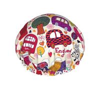 Bonnet de douche imprimé en anglais avec journal scolaire élégant, doux, léger, bonnet de douche pour femme, respectueux de l'environnement, respirant