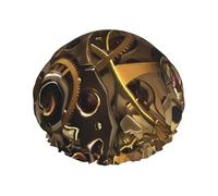 Bonnet de douche imprimé engrenages steampunk cool - Bonnet de cheveux réutilisable avec double couche de protection, respirant et durable pour le voyage