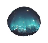 Bonnet de douche imprimé étoiles de science-fiction - Bonnet de bain double couche avec doublure élastique, idéal pour la maison, le spa, l'hôtel et les voyages