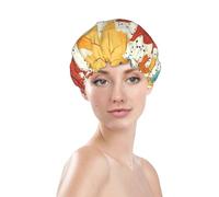 Bonnet de douche imprimé feuilles d'érable, bonnet de bain imperméable réutilisable pour cheveux de femmes, double couche, bonnet de douche élastique protection des cheveux