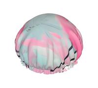 Bonnet de douche imprimé flamant rose pour femme - Double couche - Imperméable - Réutilisable - Élastique - Protection des cheveux - Pour femme - Spa - Salon de bain