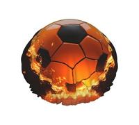 Bonnet de douche imprimé football, élastique et réutilisable, grand bonnet de douche imperméable pour cheveux longs, pour femmes, hommes, enfants