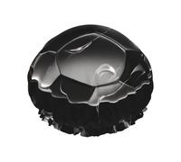 Bonnet de douche imprimé football noir pour femme double couche imperméable réutilisable bonnet de bain élastique protection des cheveux dames spa salon bain douche