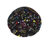 Bonnet de douche imprimé formule mathématique pour femme, réutilisable, imperméable, double couche avec sangle élastique, taille unique