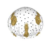 Bonnet de douche imprimé fruits paillettes d'or pour femmes bonnets de douche en tissu double couche réutilisables bonnets de cheveux pour filles