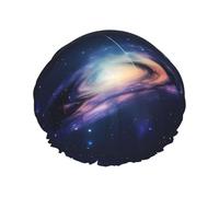 Bonnet de douche imprimé galaxie dans l'univers pour femmes et hommes, réutilisable, léger, doux, bonnet de bain avec bande élastique