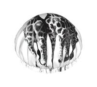 Bonnet de douche imprimé girafe africaine, bonnet de douche doublé pour femme, réutilisable, double couche imperméable