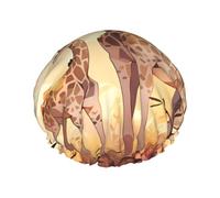 Bonnet de douche imprimé girafe mère et enfant - Réutilisable, double couche, respirant, séchage rapide, parfait pour la maison, le spa, l'hôtel et les voyages
