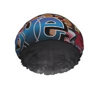 Bonnet de douche imprimé graffiti hip-hop - Double couche respirante, sangle élastique réglable, durable, essentiel de voyage pour hôtel