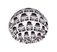 Bonnet de douche imprimé « Happy Fathers Day To The Best Dad », couverture de cheveux double couche pour le bain, couvre-chef réutilisable pour cheveux longs