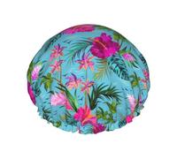 Bonnet de douche imprimé Hello Hawaï, double couche résistant à l'eau avec élastique et réutilisable