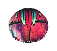 Bonnet de douche imprimé hibou Galaxy pour femmes bonnets de douche en tissu double couche réutilisables bonnets de cheveux pour filles