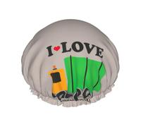 Bonnet de douche imprimé I Love Trucks pour femmes et hommes, réutilisable, léger et doux, bonnet de bain avec bande élastique