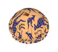 Bonnet de douche imprimé kangourous colorés bonnets de bain imperméable bonnet de cheveux Double couche léger bonnets de douche pour femmes hommes enfants adolescents