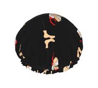 Bonnet de douche imprimé karaté pour homme et femme - Bonnet de bain double couche réutilisable avec sangle élastique L