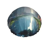 Bonnet de douche imprimé La ville sur l'eau - Réutilisable, double couche, respirant, séchage rapide, parfait pour la maison, le spa, l'hôtel et les voyages